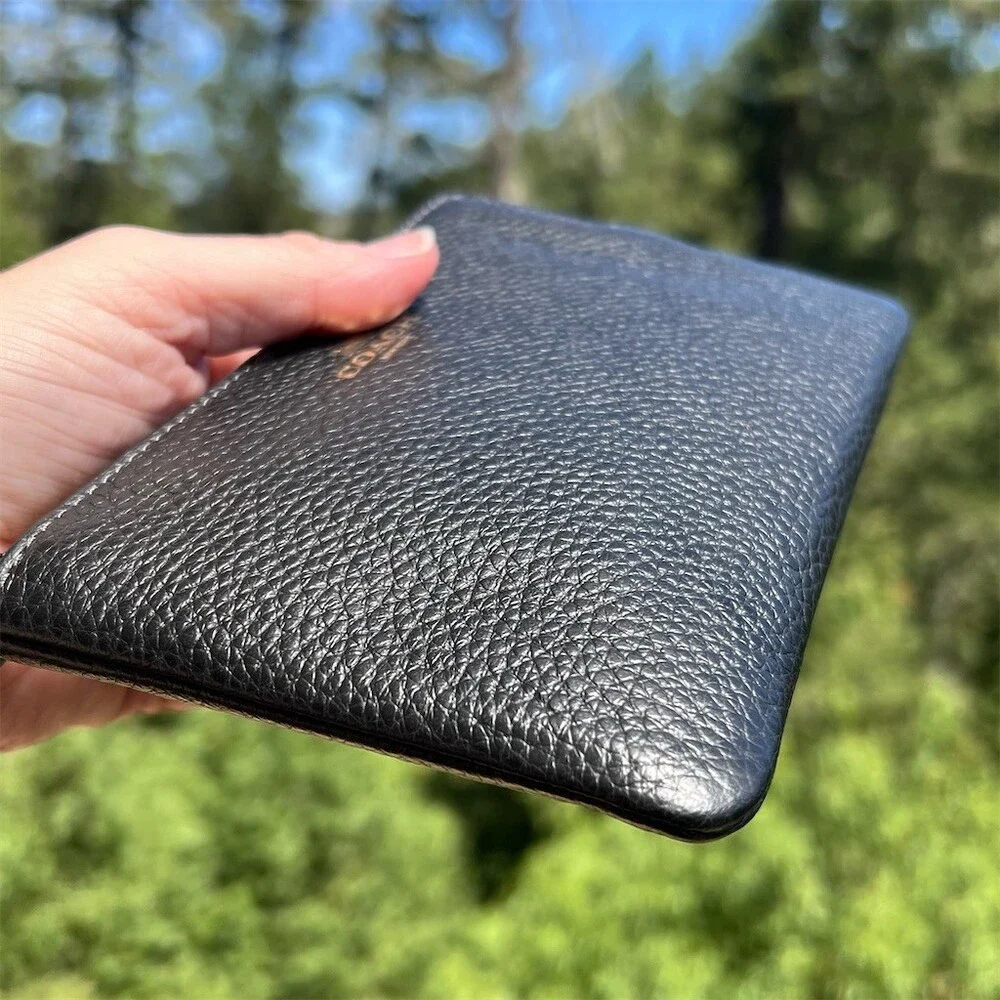 COACH Black Pebble Leather Wristlet Wallet Clutch with Gold  Hardware NWT